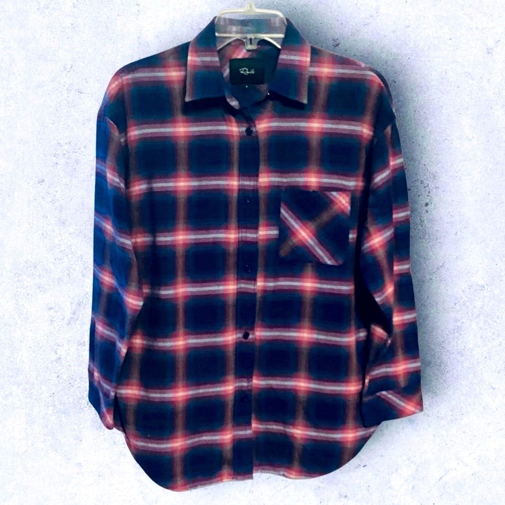Rails Jackson Women's Plaid Flannel‎ Button Up Shirt in Navy Pink Size Small